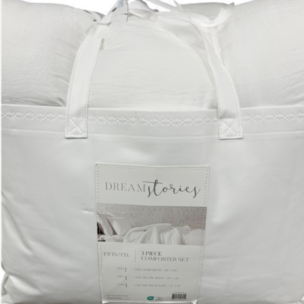 Dream Stories White Twin/Twin XL Comforter Set New 3 Pieces 68”x90”